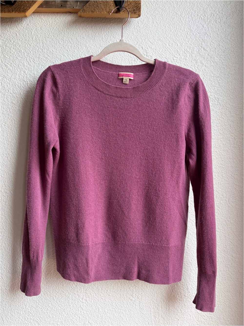 J Crew Dusty Mauve Cashmere Crewneck Sweater XS